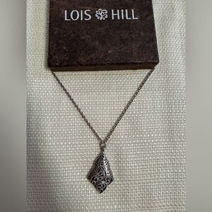 Lois Hill 925 Sterling Silver Filigree Pendant Necklace Toggle Clasp